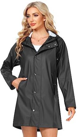 UNIQUEBELLA Upgrade Damen Regenjacke Wasserdicht Regenmantel Winddicht Wetterfest Übergangsjacke Mit Kapuze Mantel Jacke Outdoor von UNIQUEBELLA