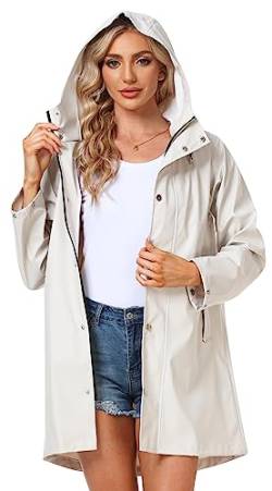 UNIQUEBELLA Upgrade Damen Regenjacke Wasserdicht Regenmantel Winddicht Wetterfest Übergangsjacke Mit Kapuze Mantel Jacke Outdoor von UNIQUEBELLA