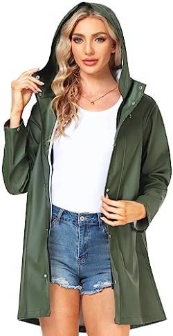 UNIQUEBELLA Upgrade Damen Regenjacke Wasserdicht Regenmantel Winddicht Wetterfest Übergangsjacke Mit Kapuze Mantel Jacke Outdoor von UNIQUEBELLA