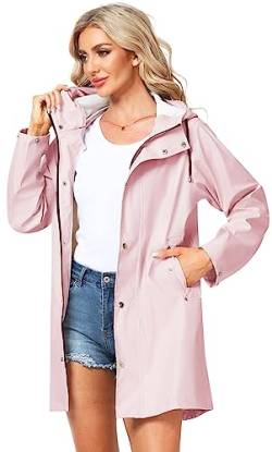 UNIQUEBELLA Upgrade Damen Regenjacke Wasserdicht Regenmantel Winddicht Wetterfest Übergangsjacke Mit Kapuze Mantel Jacke Outdoor von UNIQUEBELLA