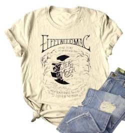 Rock Band T-Shirts für Frauen Vintage Rock Musik Grafik Shirts Country Concert Kurzarm Tees Tops, aprikose, Groß von UNIQUEONE
