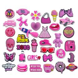 UNISKY 35,50 PCS Pink Shoe Charms für Mädchen Frauen, Mode Schuh Charms Dekoration für Jugendliche Kinder Erwachsene, Cute Kawaii Pink Charms Armband Armband Party Favors (35) von UNISKY