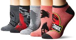 Universal Womens Jurassic World 5 Pack No Show Legere Socken, Black Red Multi, 9-11 von Universal