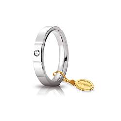 Ring Unoaerre aus Gold, Modell Lichtkreis mit Brillant, 0,05 ct, glänzend, 35afc2, Bandbreite 3,50 mm, Unisex, Weißgold, 20, Weißgold von UNOAERRE