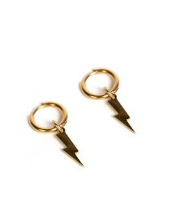 Blitz Creolen Ohrringe für Herren und Damen - Ohrringe mit Blitz Anhänger aus Edelstahl und 18K Gold - Wasserfeste Ohrringe - 2er Set (Gold) von UNSHINEBAR