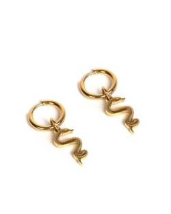 Schlangen Creolen Ohrringe für Herren und Damen - Ohrringe mit Schlange Anhänger aus Edelstahl und 18K Gold - Wasserfeste Ohrringe - 2er Set (Gold) von UNSHINEBAR