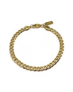 UNSHINEBAR Elegantes Cuban Armband für Herren und Damen - Streetwear Panzerketten Armband aus Edelstahl und 18K Gold - Wasserfestes Armband in 5mm Breite (Gold, 18) von UNSHINEBAR
