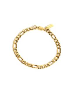 UNSHINEBAR Elegantes Figaro Armband für Herren und Damen - Streetwear Figaro Armband aus Edelstahl und 18K Gold - Wasserfestes Armband in 5mm Breite (18cm, Gold) von UNSHINEBAR