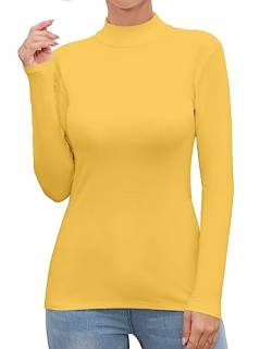 UNTYHOTS Frauen Stehkragen Rollkragen Ärmelloses Langarm Top Kleidung…, gelb, Mittel von UNTYHOTS