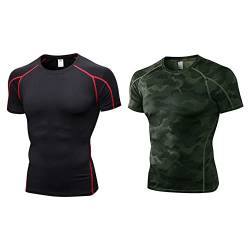 2pack Herren Athletische Kurzarm Hemden Hemden Kompression T-Shirt Schnelle Trockene Fitness von UNeedVog