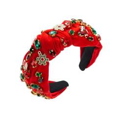 Damen Weihnachten Stirnbänder Geknotet Extra Breites Haarbänder Strasskristallverzerrte Stirnband von UNeedVog