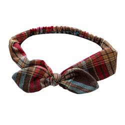 Damen Weihnachten Stirnbänder Stretch Elastisches Stirnband Vintage Plaid Bogen Haarbänder von UNeedVog