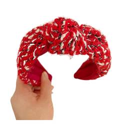 Damen Weihnachten Stirnbänder Vintage Red Knotted Hairbänder mit Breit Geflochtenem Haarzubehör von UNeedVog