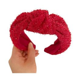 Damen Weihnachten Stirnbänder Vintage Red Knotted Hairbänder mit Breit Geflochtenem Haarzubehör von UNeedVog