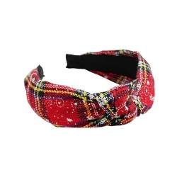 Frauen Weihnachten Stirnbänder Vintage Knotted Haarbänder Schneeflockenplaid Rotes Weihnachtskopf von UNeedVog