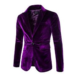 Herren Velvet One Button Slim Fit Blazer Casual Business Geknotete Kragenanzugjacke von UNeedVog