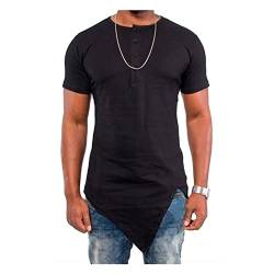 Sommer Slim Fit T-Shirt Männer Unregelmäßiger Saum Kurzarm T-Shirts Hip Hop Streetwear Tops von UNeedVog