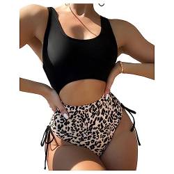 UNeedVog Einteiliger Frauen-Badeanzug Leopardenmuster Monokini Badebekleidung High Taille Hohlkabine von UNeedVog