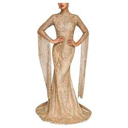 UNeedVog Frauen Formelles Kleid Slim Mermaid Evening Kleid Silber Pailletten Schwanzkleid Hochzeit von UNeedVog