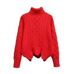 UNeedVog Frauen Rollkragenpullover Retro -Kabel -Strick -Jumper Säuglingsfarb, Klobig Warm Warm, von UNeedVog