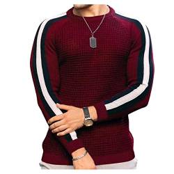 UNeedVog Herren Gestrickte Jumper Pullover Langarm Crewneck Farbblock Schlankes Fit Pullover von UNeedVog