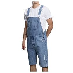 UNeedVog Herren -denim Ripped Shorts Summer Bib Overts Shorts Casual Overall Work Shorts von UNeedVog