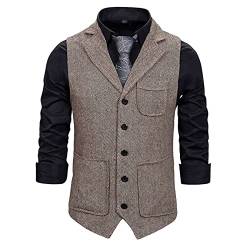 UNeedVog Herren -tweed -weste Der Herren -fischgramme Slim Slim Fit Single Breasted Weste Coat Westen von UNeedVog