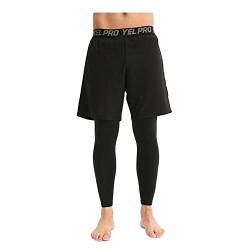 UNeedVog Männer 2 In 1 Kompressionshose Athletische Leggings Fitnesssport Schnelle von UNeedVog