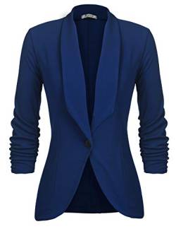 UNibelle Blazer Damen Elegant Leicht Business Arbeit Lang Jacke Blazer Casual Blazerjacke für Damen Königsblau L von UNibelle