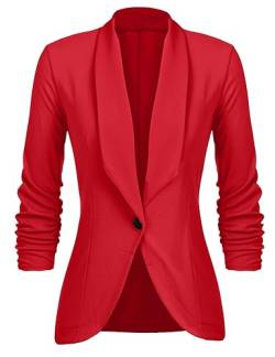 UNibelle Blazer Damen Elegant Leicht Business Arbeit Lang Jacke Blazer Casual Blazerjacke für Damen Rot L von UNibelle