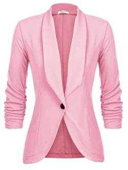 UNibelle Blazer Damen Elegant Sportlich Longblazer Business 3/4 Arm lang Jacke Slim Fit Sommer Rosa 3XL von UNibelle