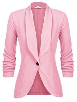 UNibelle Blazer Damen Elegant Sportlich Longblazer Business 3/4 Arm lang Jacke Slim Fit Sommer Rosa XL von UNibelle