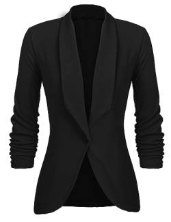 UNibelle Blazer Damen Elegant Sportlich Longblazer Business Sakko 3/4 Ärmel lang Jacke Festlich Slim Fit Sommer, Schwarz, L von UNibelle