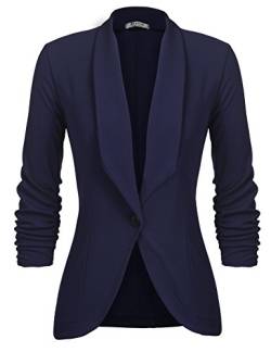UNibelle Damen Elegant Blazer Sakko Einfarbig Longblazer Revers Büro Jacke Navyblau XXL von UNibelle