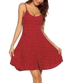 UNibelle Damen Sommerkleider Blumenmuster Kleid Strandkleid Verstellbaren Spaghettiträger Rüschen Freizeitkleid Polka Dot XL von UNibelle