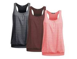 UNibelle Sportoberteil Frau Figurumspielend Tank Top Damen Ärmellos Shirt Top Atmungsaktive Yoga Fitness Racerback 3er Pack, 3er Pack_ Dunkelgrau/Weinrot/Rosa, S von UNibelle