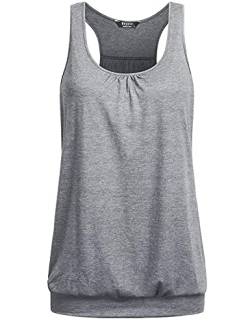 UNibelle Tank Top Damen Yoga Shirt Lauf Sporttop Unifarben Tanktop Ärmellos Racerback Fitness Oberteil, Hellgrau, XXL von UNibelle