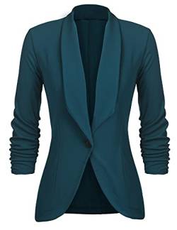 Unibelle Damen Blazer Cardigan Dünn 3/4 Längere Elegant Leicht Bolero Jacke Blazer Slim Fit Anzug Trenchcoat , Aa-dunkelgrün, 36(Herstellergröße:S) von UNibelle