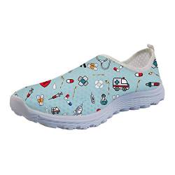 UOIMAG Blue Nurse Schuhe Geschenk für Frauen Mädchen Casual Slip On Schuhe Atmungsaktive Mesh Schuhe Flat Sport Sneaker 37EU von UOIMAG