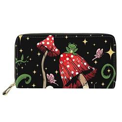 UOIMAG Damen Geldbörse Lange Geldbörse PU Leder Clutch Kartenhalter Organizer Mädchen Geschenktaschen, Pilz Frosch Schmetterling, ONE SIZE-20x11x2.5CM von UOIMAG