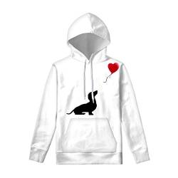 UOIMAG Damen Hoodie Sweatshirt mit Tasche Langarm Pullover T-Shirt Tops Tuniken für Sport, Dackel Weiß, M von UOIMAG