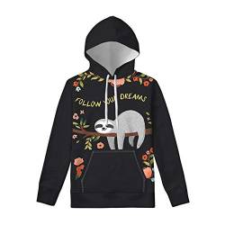 UOIMAG Damen Hoodie Sweatshirt mit Tasche Langarm Pullover T-Shirt Tops Tuniken für Sport, Follow Your Dreams Faultier Blume, XXX-Large von UOIMAG