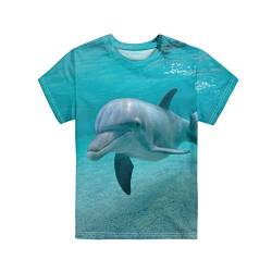 UOIMAG Kinder T-Shirt Kurzarm T-Shirt Rundhals Sommer Tuch Unisex Regular Fit Tee Shirt für 3-16 Jahre Gr. 15-16 Jahre, Delfin von UOIMAG