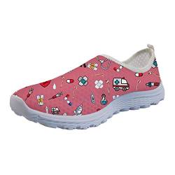 UOIMAG Krankenschwester Schuhe Geschenk für Frauen Mädchen Pink Slip On Schuhe Atmungsaktive Mesh Schuhe Flat Sport Sneaker 41EU von UOIMAG