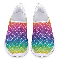 UOIMAG Rainbow Fish Scales Print Sneaker Schuhe für Damen, Bunte Krankenschwesterschuhe, Leichte Rennradschuhe 38EU von UOIMAG