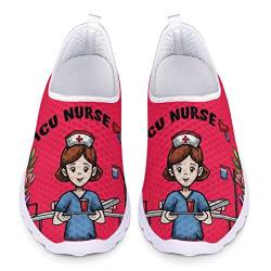 UOIMAG Red Nurse Sneaker Schuhe Geschenk für Frauen Mädchen Casual Slip On Schuhe Atmungsaktive Mesh Schuhe 38EU von UOIMAG