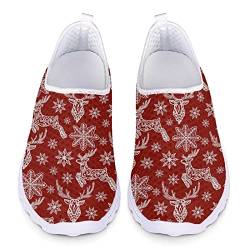UOIMAG Weihnachten Schuhe für Frauen Männer Rot Rentier Schneeflocke Mesh Schuhe Leichtgewicht Xmas Walking Schuhe, EU39 von UOIMAG