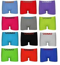 12 Herren-Boxershorts aus Mikrofaser, nahtlos, weich und bequem, bunt., NEÓN, Mehrfarbig, NEÓN 15 Jahre von UOMO