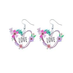 Acryl-Herz-Ohrhänger Für Damen – Modische Blumen-Girlande-Anhänger, Ohrhaken, Urlaubs-Strand-Ornament, Charme, Schicker Schmuck, Süße Accessoires, Mädchen-Geschenke, Wie Abgebildet von UOMSKTY