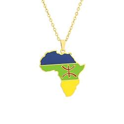 Afrika-Karte-Halsketten-Anhänger-Schmuck – Afrika-Land-Umrisskarte-Berber-Anhänger-Halsketten,Afrikanischer Berber-Schmuck Für Frauen,Männer,Muttertag,Weihnachten,Fest,Geschenk,Gelb,50 Cm Oder 19 von UOMSKTY